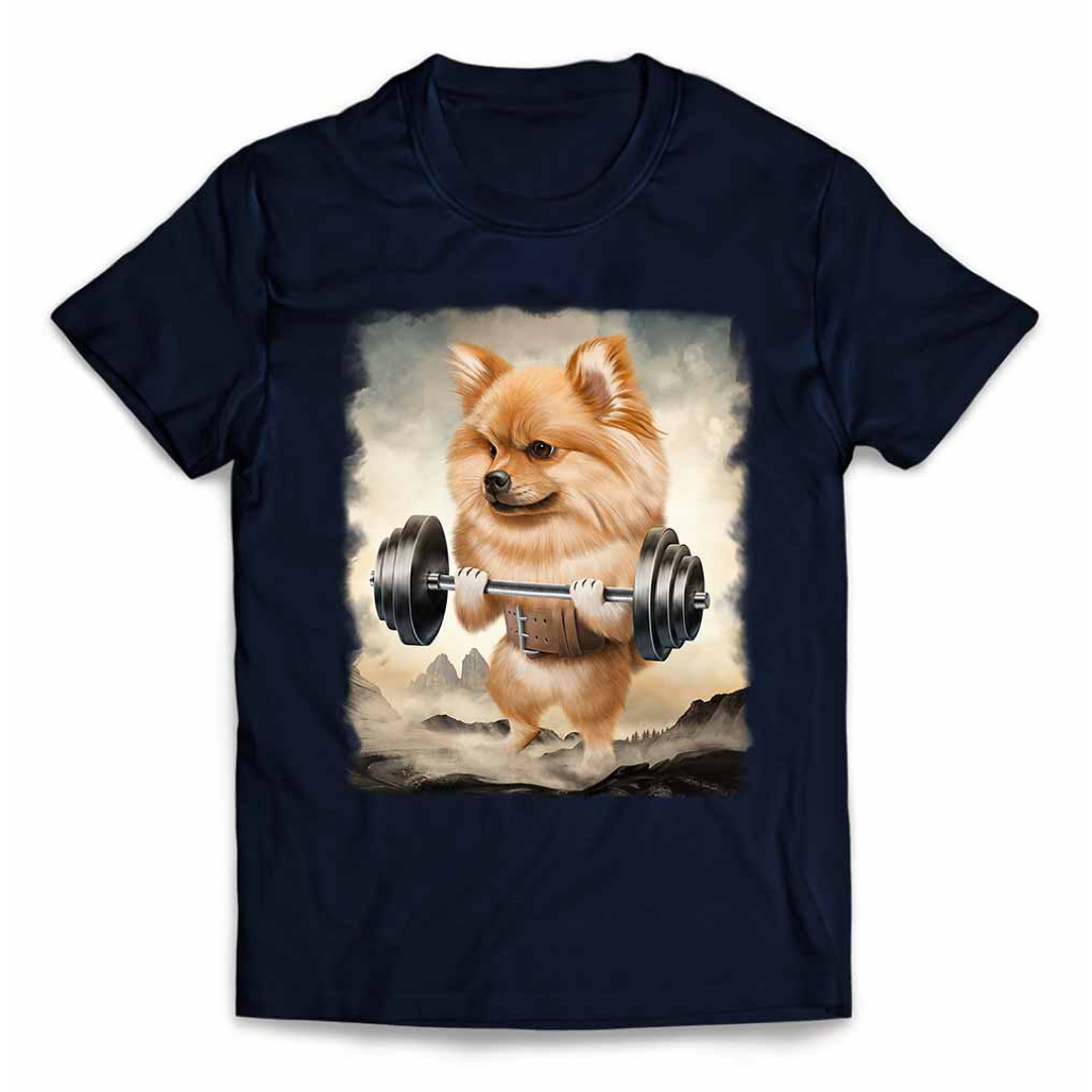 オレンジ ポメラニアン いぬ 犬 筋トレ Tシャツ メンズ レディース キッズ メンズのトップス(Tシャツ/カットソー(半袖/袖なし))の商品写真