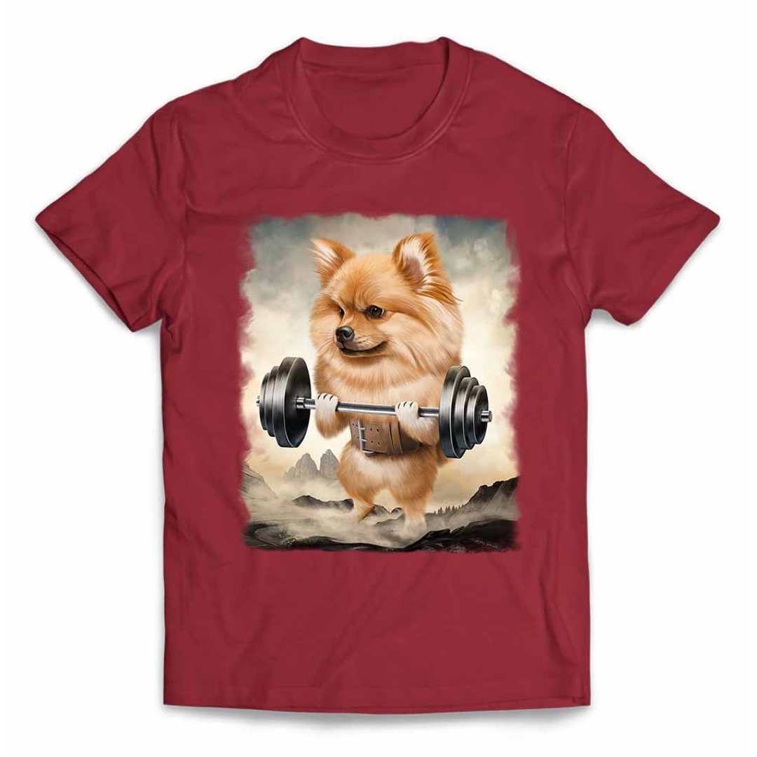 オレンジ ポメラニアン いぬ 犬 筋トレ Tシャツ メンズ レディース キッズ メンズのトップス(Tシャツ/カットソー(半袖/袖なし))の商品写真