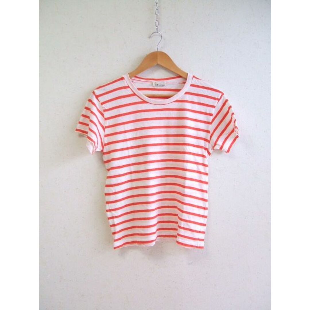 IN NATURAL コットンリネンボーダー半袖Tシャツ ホワイト オレンジ レディース インナチュラル【中古】0-0812S△ レディースのトップス(Tシャツ(半袖/袖なし))の商品写真