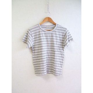 IN NATURAL コットンリネンボーダー半袖Tシャツ ホワイト　杢グレー レディース インナチュラル【中古】0-0812S△(Tシャツ(半袖/袖なし))