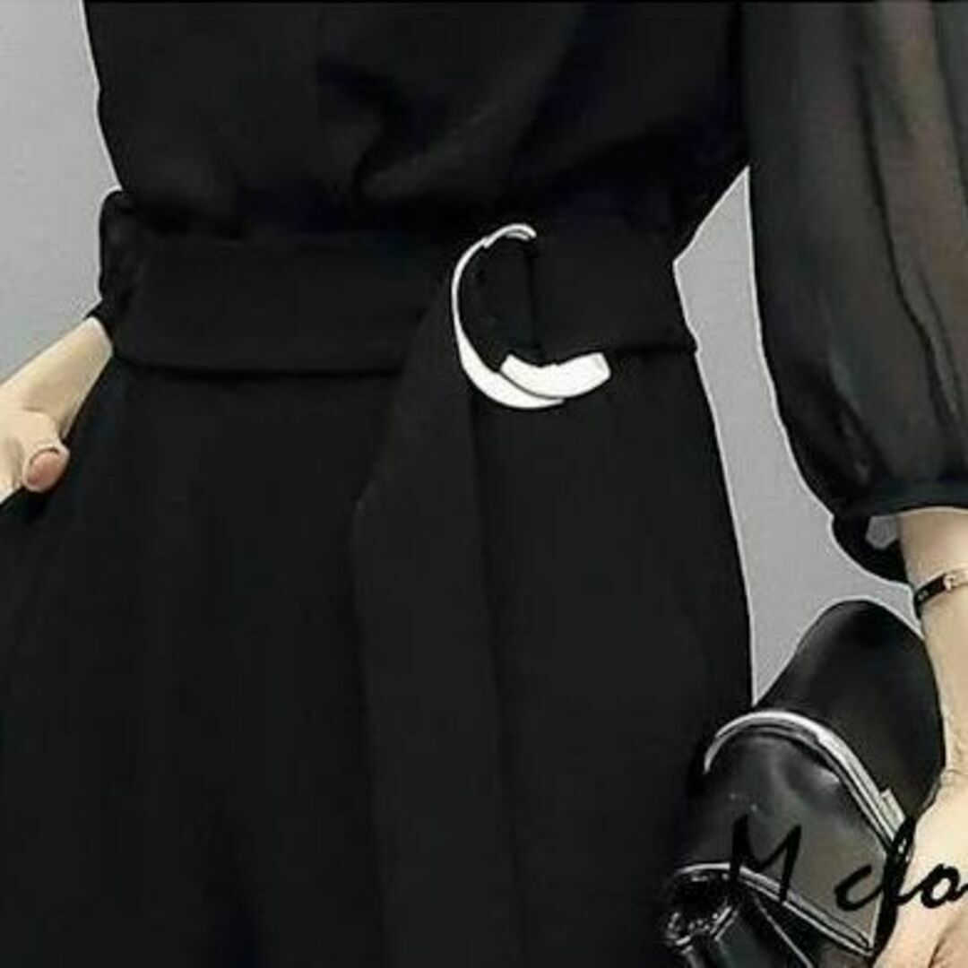 パンツドレス　パーティードレス　オールインワン　結婚式　黒　ブラック　2XL レディースのワンピース(ロングワンピース/マキシワンピース)の商品写真