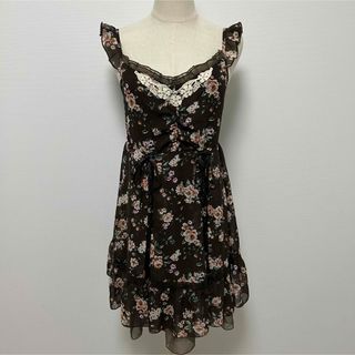 アクシーズファム(axes femme)のaxes femme ワンピース　チュニック　花柄　フリル　レース　編み上げ(チュニック)