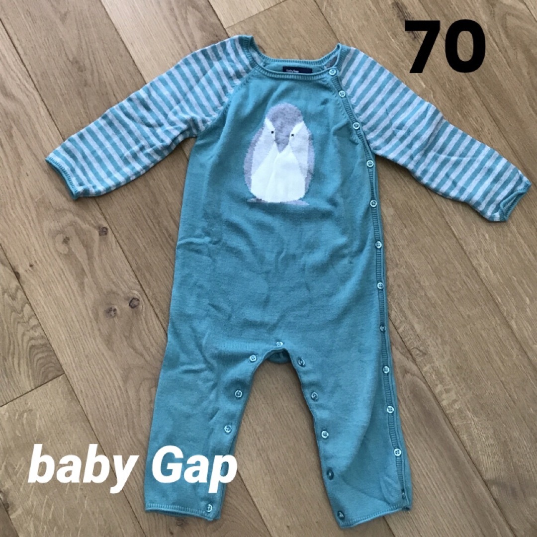 babyGAP(ベビーギャップ)の美品　ベビーギャップ　ベビー服　ニット　綿　春　ロンパース　カバーオール　80 キッズ/ベビー/マタニティのベビー服(~85cm)(ロンパース)の商品写真