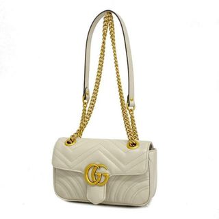 グッチ(Gucci)の【4ic2646】グッチ ショルダーバッグ/GGマーモント/446744/レザー/グレー/ゴールド金具 【中古】 レディース(ショルダーバッグ)