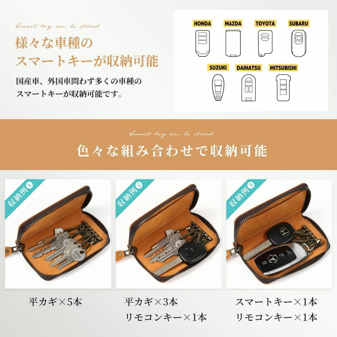 【色: こげ茶】[亀登鞄製作所] キーケース スマートキーケース 本革 スマート メンズのバッグ(その他)の商品写真