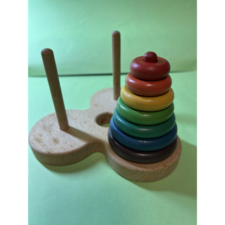 ハノイの塔 虹のバージョン 数学パズル 木のおもちゃ 知育玩具(その他)