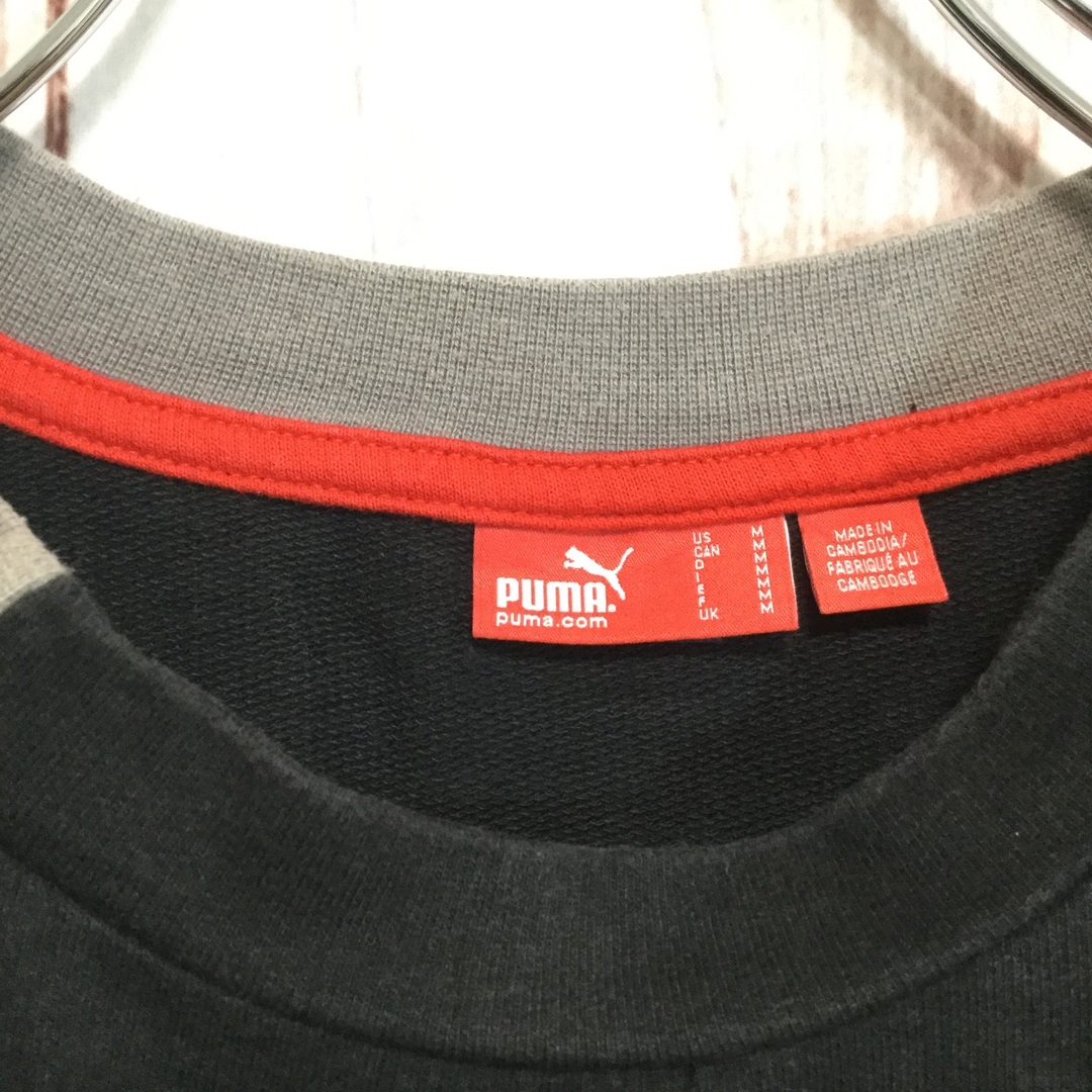 PUMA(プーマ)の【プーマ 長袖Tシャツ】 ロゴ刺繍 ビッグロゴ M 黒 古着 メンズのトップス(Tシャツ/カットソー(七分/長袖))の商品写真