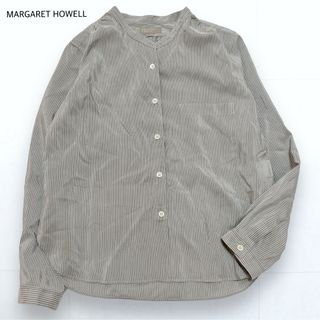 マーガレットハウエル(MARGARET HOWELL)のMARGARET HOWELL シルク混 バンドカラー シャツ ワイドシルエット(シャツ/ブラウス(長袖/七分))