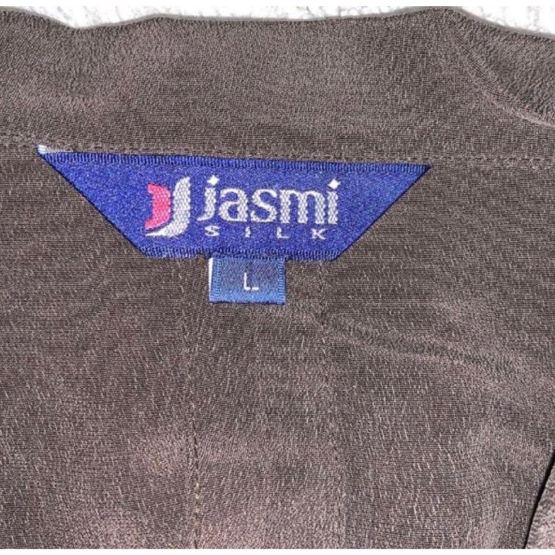 ジャスミ シルク jasmin silk シャツ ブラウス 長袖 ブラウン L レディースのジャケット/アウター(テーラードジャケット)の商品写真