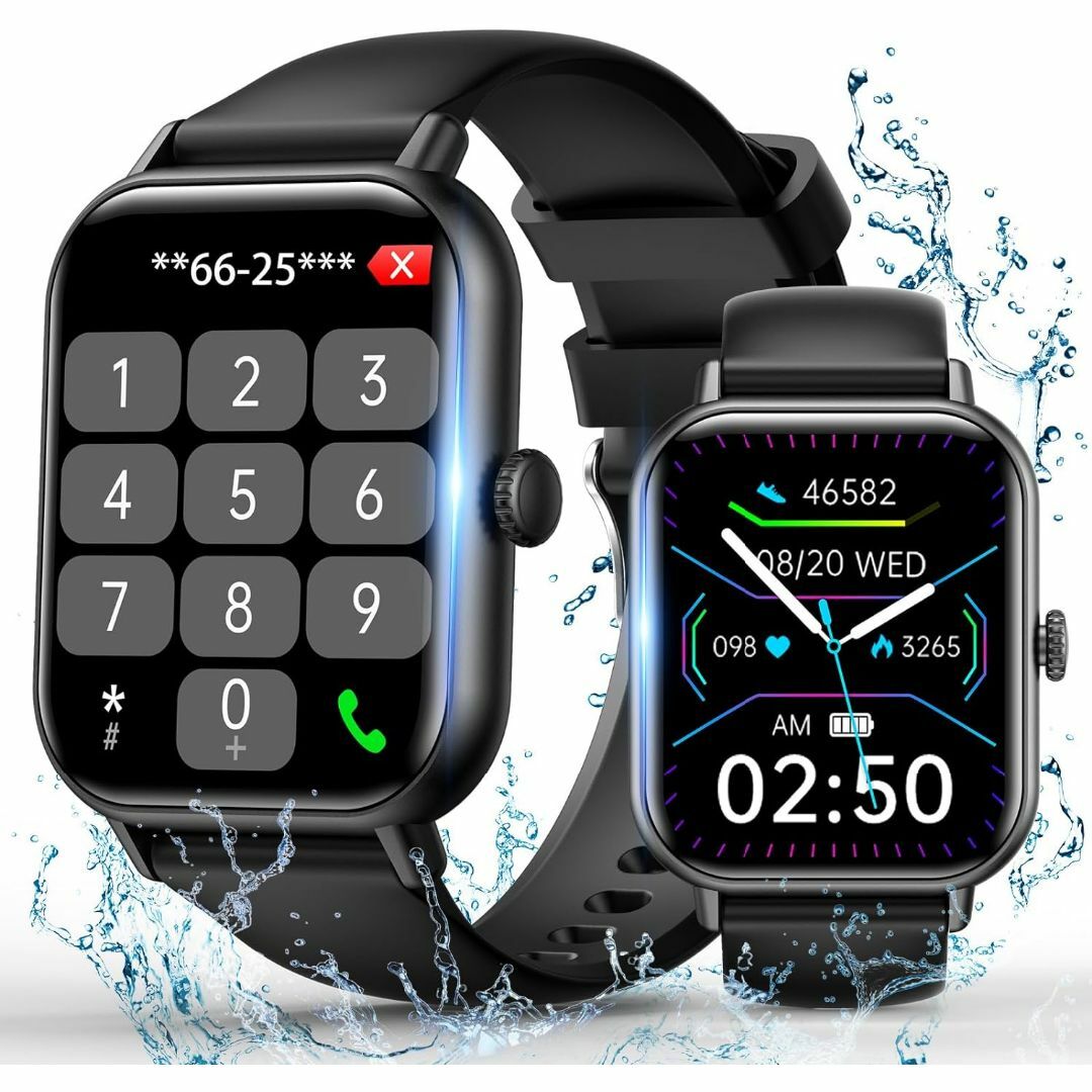 スマートウォッチ 通話機能付き 情報メッセージ通知 睡眠 歩数記録 IP68防水 メンズの時計(腕時計(デジタル))の商品写真