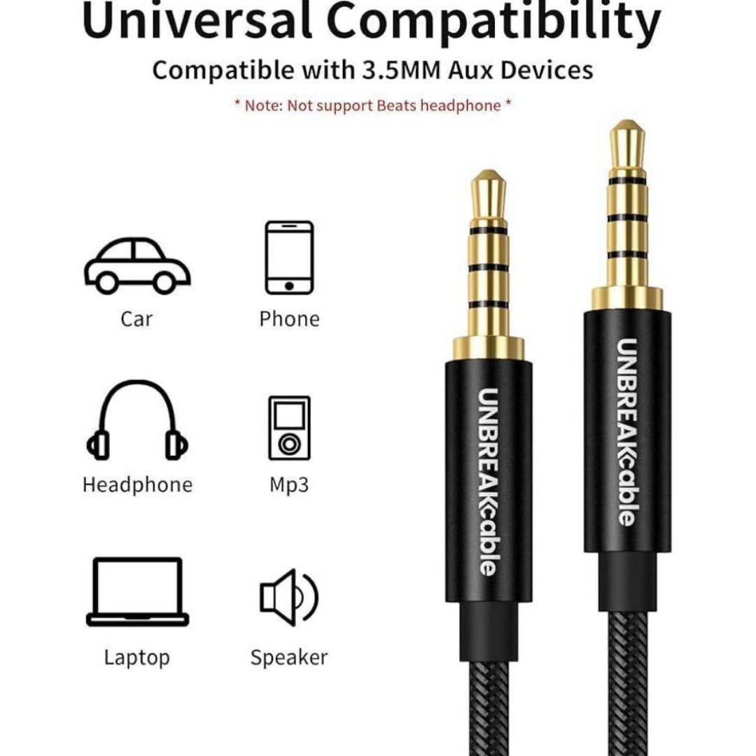 UNBREAKcable オーディオケーブル 1m ステレオ ヘッドフォン スマホ/家電/カメラのオーディオ機器(その他)の商品写真