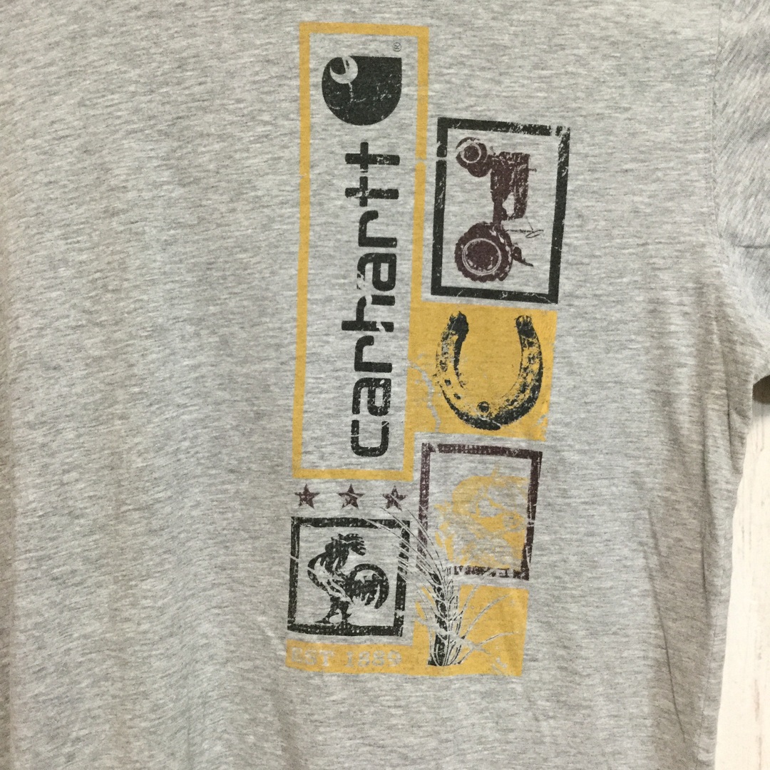 carhartt(カーハート)の【カーハート 長袖Tシャツ】 ビッグロゴ プリント L グレー 古着 メンズのトップス(Tシャツ/カットソー(七分/長袖))の商品写真