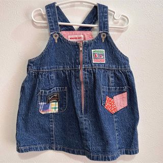 マーキーズ(MARKEY'S)の子供服　ワンピース　95 デニム　ジャンパースカート　昭和レトロ　キッズ　古着(ワンピース)