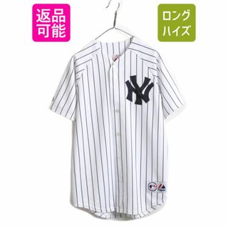 USA製 MLB オフィシャル Majestic ヤンキース ベースボール シャツ メンズ M / 古着 ユニフォーム ゲームシャツ メジャーリーグ 半袖シャツ(ウェア)