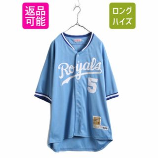 USA製 MLB オフィシャル ミッチェルアンドネス ロイヤルズ ベースボール シャツ メンズ XXL 程/ ユニフォーム ゲームシャツ メジャーリーグ(ウェア)