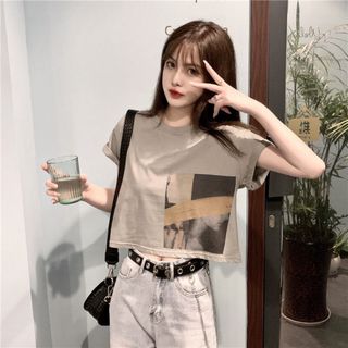 ♡新品・未使用♡ トレンド Tシャツ ストリートカルチャー アースカラー　グレー(Tシャツ(半袖/袖なし))