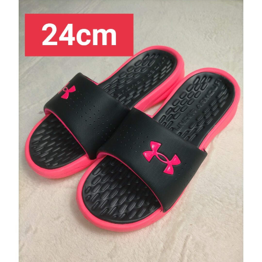 UNDER ARMOUR(アンダーアーマー)のアンダーアーマー サンダル 24cm ブラック ピンク シャワーサンダル レディースの靴/シューズ(サンダル)の商品写真