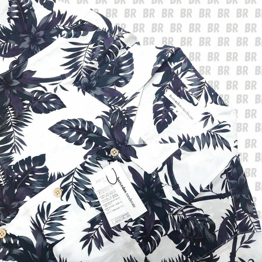 BARCEDOS(バルセドス)の新品　Ｍ　ホワイト　アロハシャツ　月下美人　花柄　プリント　レーヨン メンズのトップス(シャツ)の商品写真