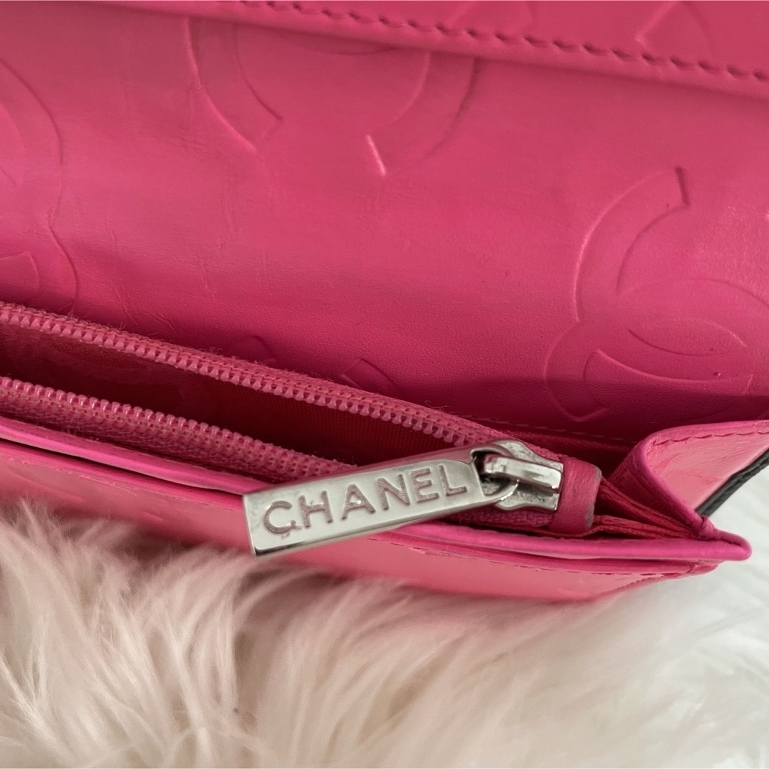 CHANEL(シャネル)のシャネル CHANEL二つ折り 長財布 カンボンライン ココマーク 黒 ピンク  レディースのファッション小物(財布)の商品写真