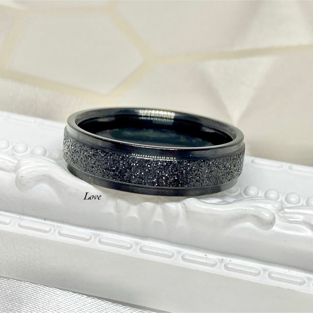 6㎜ ラフリング ブラック ステンレスリング ステンレス指輪 ピンキーリング レディースのアクセサリー(リング(指輪))の商品写真