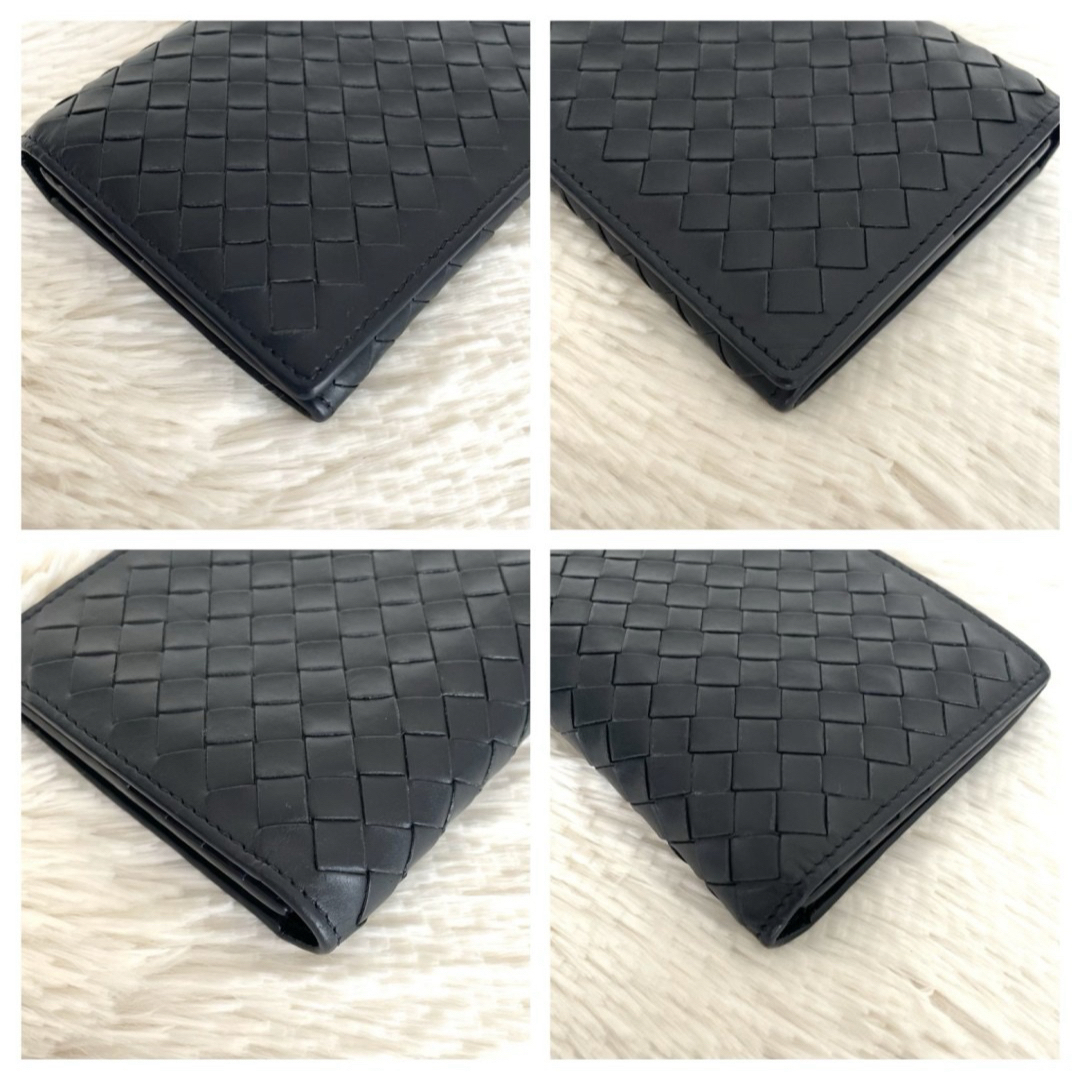 Bottega Veneta(ボッテガヴェネタ)の美品☆BOTTEGA ボッテガヴェネタ イントレチャート 二つ折り財布 ネイビー メンズのファッション小物(折り財布)の商品写真