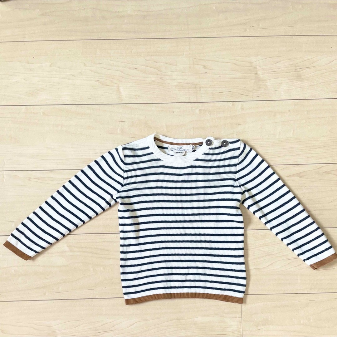 H&M(エイチアンドエム)の110  ロンT 長袖 H＆M  ボーダー 白 キッズ/ベビー/マタニティのキッズ服男の子用(90cm~)(Tシャツ/カットソー)の商品写真