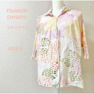 ツモリチサト(TSUMORI CHISATO)のTSUMORI CHISATOツモリチサト シワ加工ブラウスシャツ 水彩アート(シャツ/ブラウス(長袖/七分))