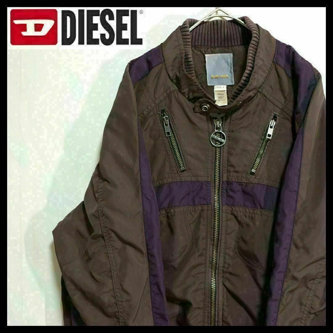 DIESEL(ディーゼル)の【希少色】ディーゼル ナイロンジャケット 刺繍ロゴ 古着 90s ヴィンテージ メンズのジャケット/アウター(ナイロンジャケット)の商品写真