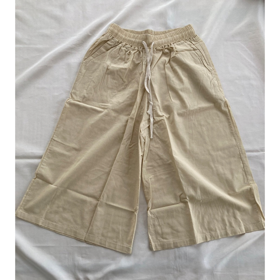 XL ワイドパンツ ガウチョパンツ ベージュ 大きいサイズ 綿 麻 涼しい 夏 レディースのパンツ(カジュアルパンツ)の商品写真