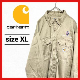 90s 古着 カーハート BDシャツ オーバーサイズ 企業ロゴ XL 