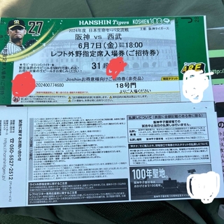 阪神タイガース　ペアチケット(野球)