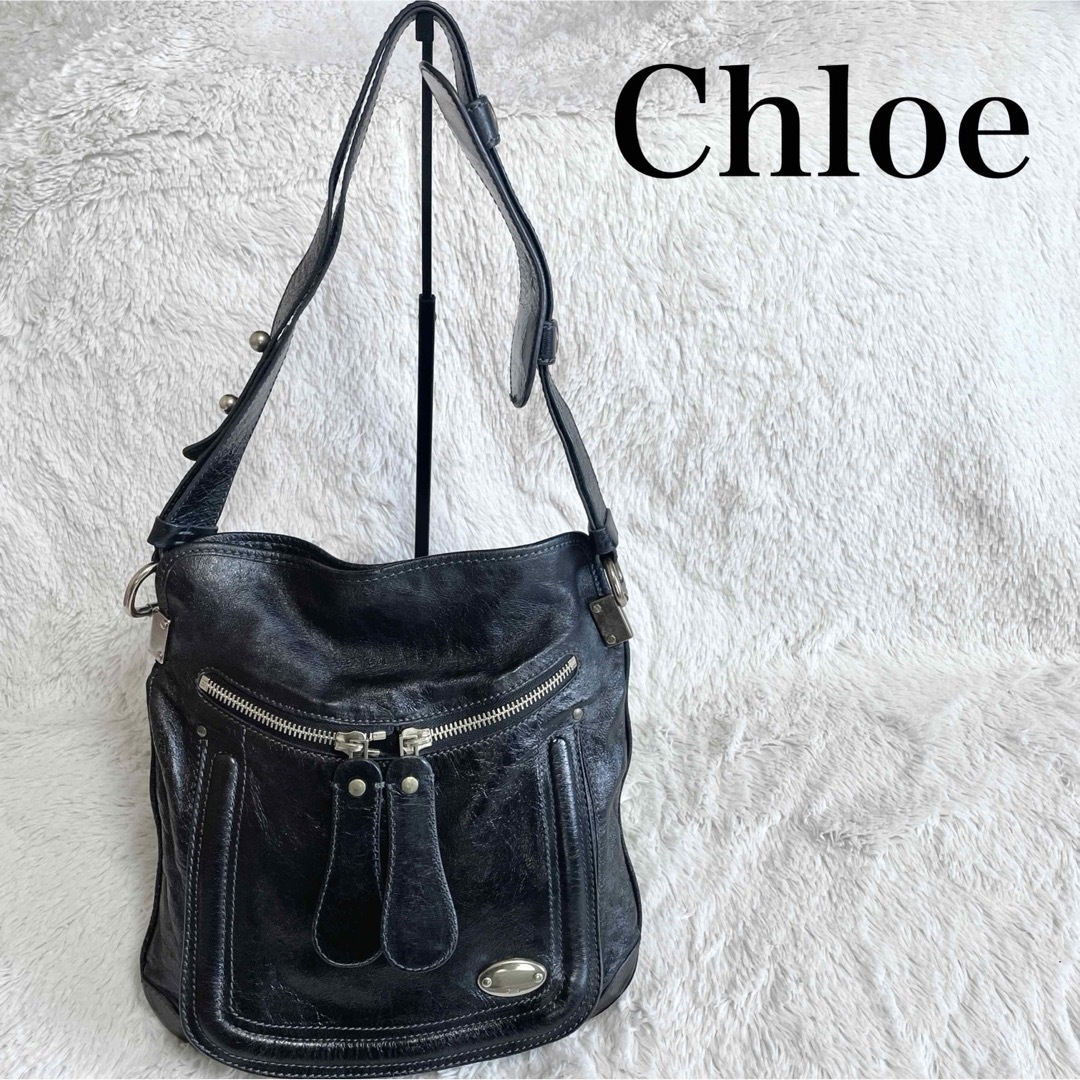 Chloe(クロエ)のChloe クロエ ベイ オールレザー ショルダーバッグ ロゴ ブラック 黒 レディースのバッグ(ショルダーバッグ)の商品写真