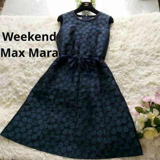 ウィークエンドマックスマーラ(Weekend Max Mara)のマックスマーラ　異素材　ドットサテン & ダンガリー デニム ドレス ワンピース(ひざ丈ワンピース)