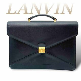 LANVIN - LANVIN ビジネスバッグ ブラック レザー ハンドバッグ 60513