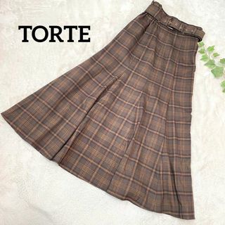 トルテ(TORTE)の〖トルテ〗Aラインフレアスカート ロング丈 チェック柄 ベルト付き 大人女子 F(ロングスカート)