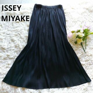 イッセイミヤケ(ISSEY MIYAKE)のイッセイミヤケ　ロングスカート　黒　ブラック　Aライン　フレア　サイズ2相当(ロングスカート)