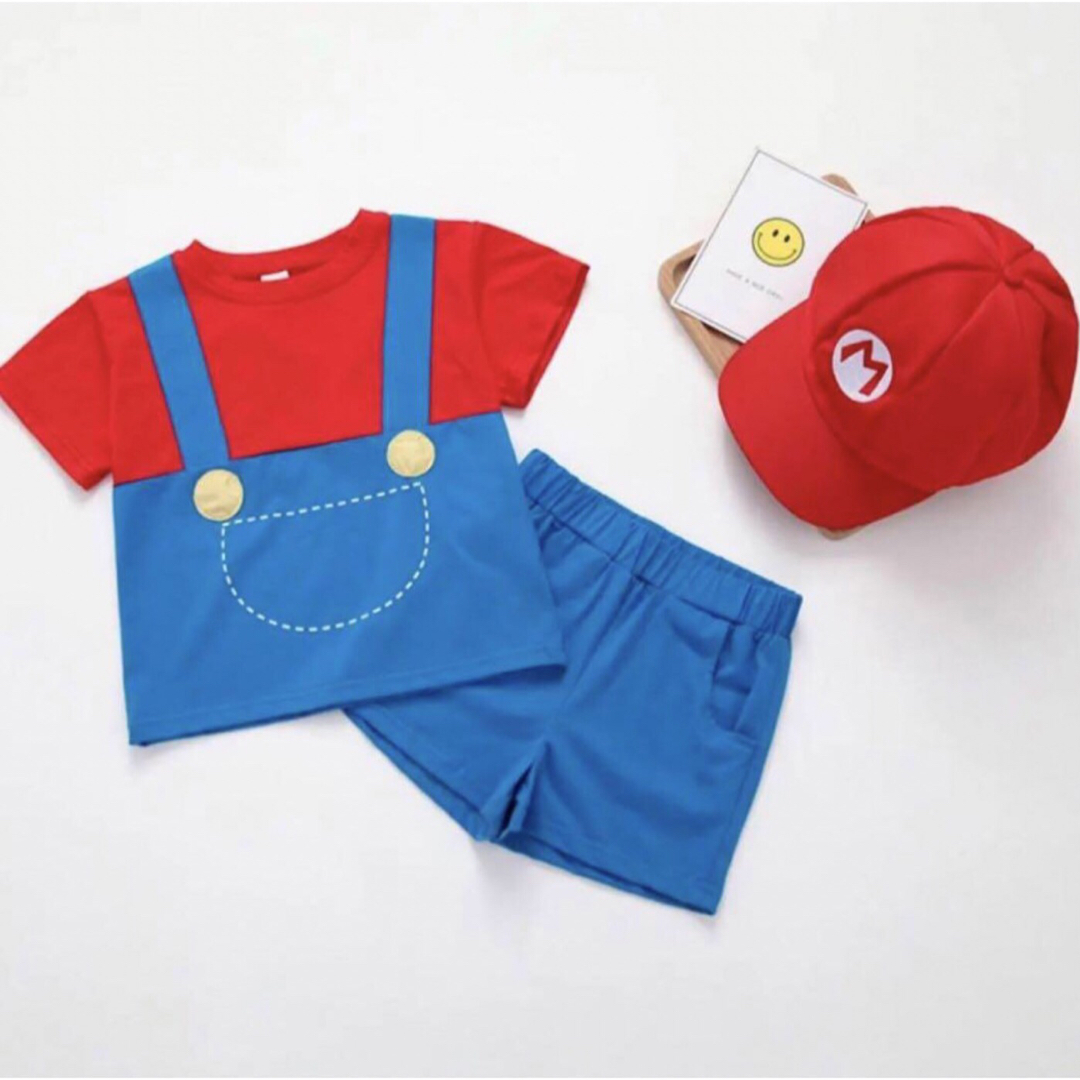 【3点セット】子供 マリオ １１０ Tシャツ 半ズボン 帽子 キャップ USJ キッズ/ベビー/マタニティのキッズ服男の子用(90cm~)(Tシャツ/カットソー)の商品写真