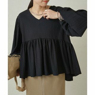 パルグループアウトレット(PAL GROUP OUTLET)の【ブラック】【Loungedress】ラウンドVブラウス(シャツ/ブラウス(長袖/七分))