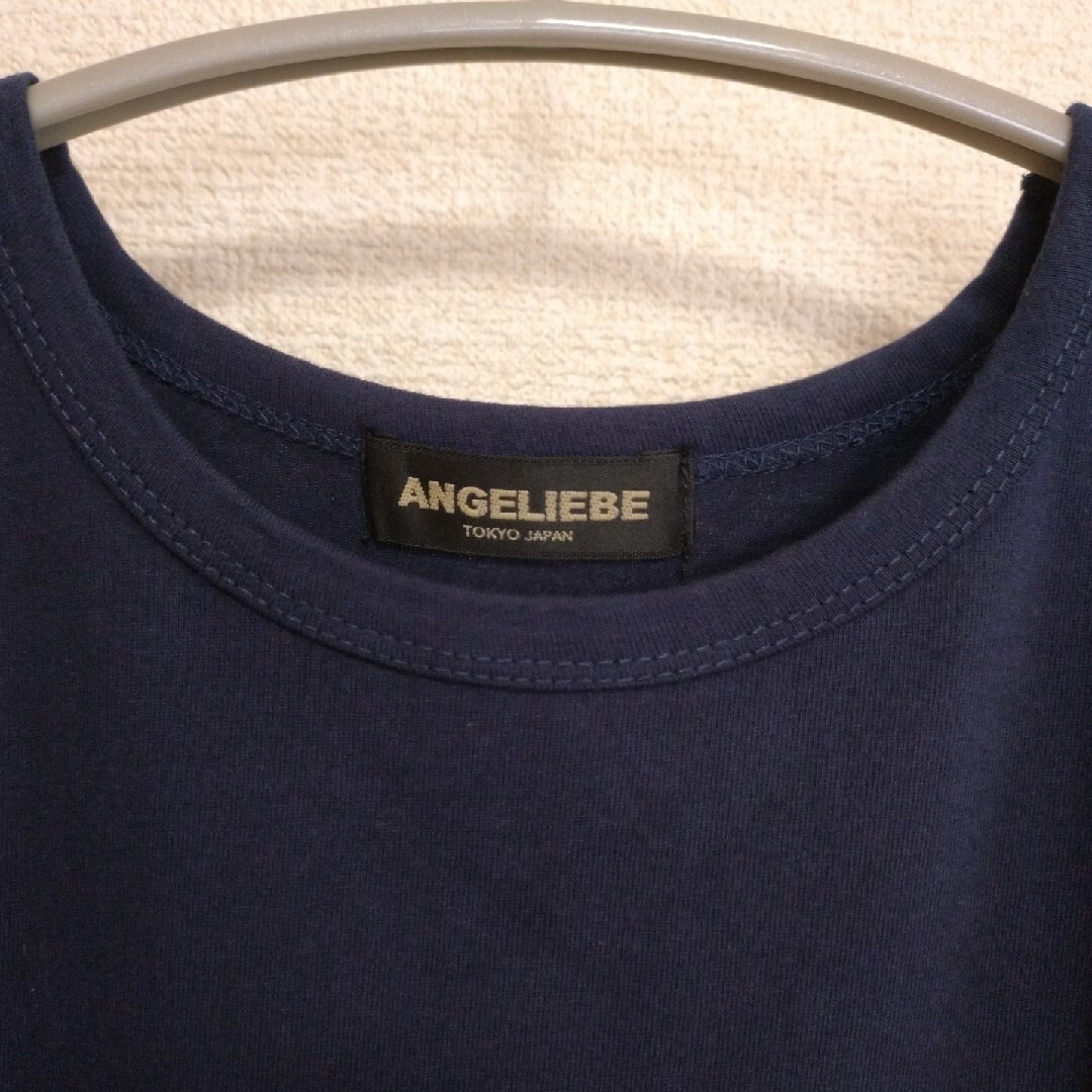 ANGELIEBE(エンジェリーベ)の【未使用】ANGELIEBE  Aライン半袖ワンピース M-L ネイビー キッズ/ベビー/マタニティのマタニティ(マタニティワンピース)の商品写真