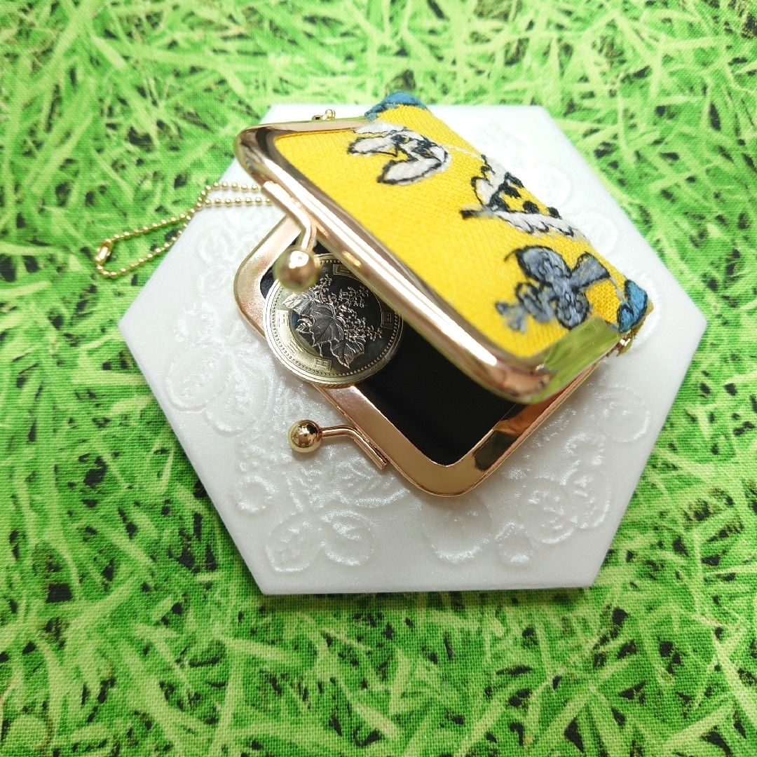 mina perhonen(ミナペルホネン)の専用　ミナペルホネン✨forest diamond イエロー✨がま口コインケース ハンドメイドのファッション小物(財布)の商品写真