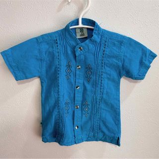 MARKEY'S - 子供服　半袖シャツ　90 ブルー　エスニック　ヴィンテージ　キッズ　古着