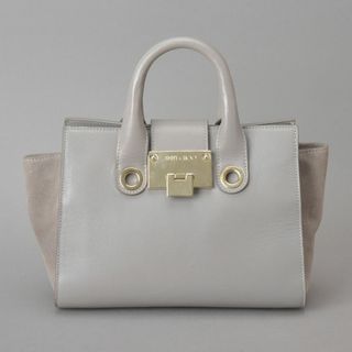 ジミーチュウ(JIMMY CHOO)の美品◇JIMMYCHOO ジミーチュウ ライリー ハンドバッグ レザー グレー(ハンドバッグ)