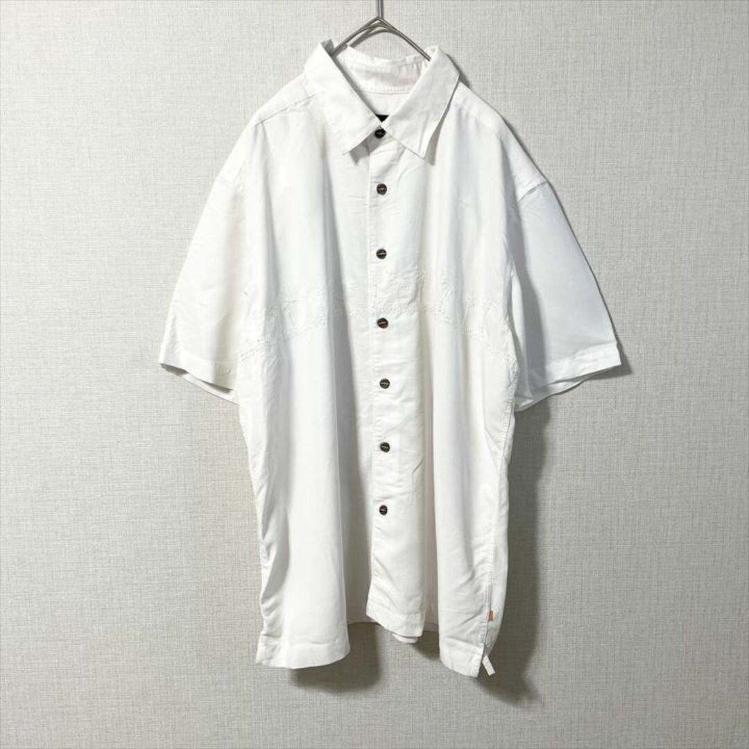 90s 古着 ノーブランド 半袖シャツ ヤシの木 トップス M  メンズのトップス(シャツ)の商品写真