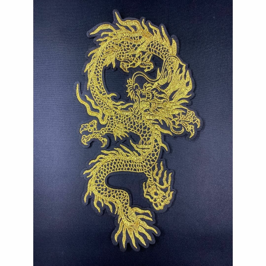 未使用品 龍 竜 ドラゴン 金色 大型 おしゃれ 刺繍 ワッペン 1点 未使用品 龍 竜 ドラゴン 金色 大型 おしゃれ 刺繍 ワッペン 1点