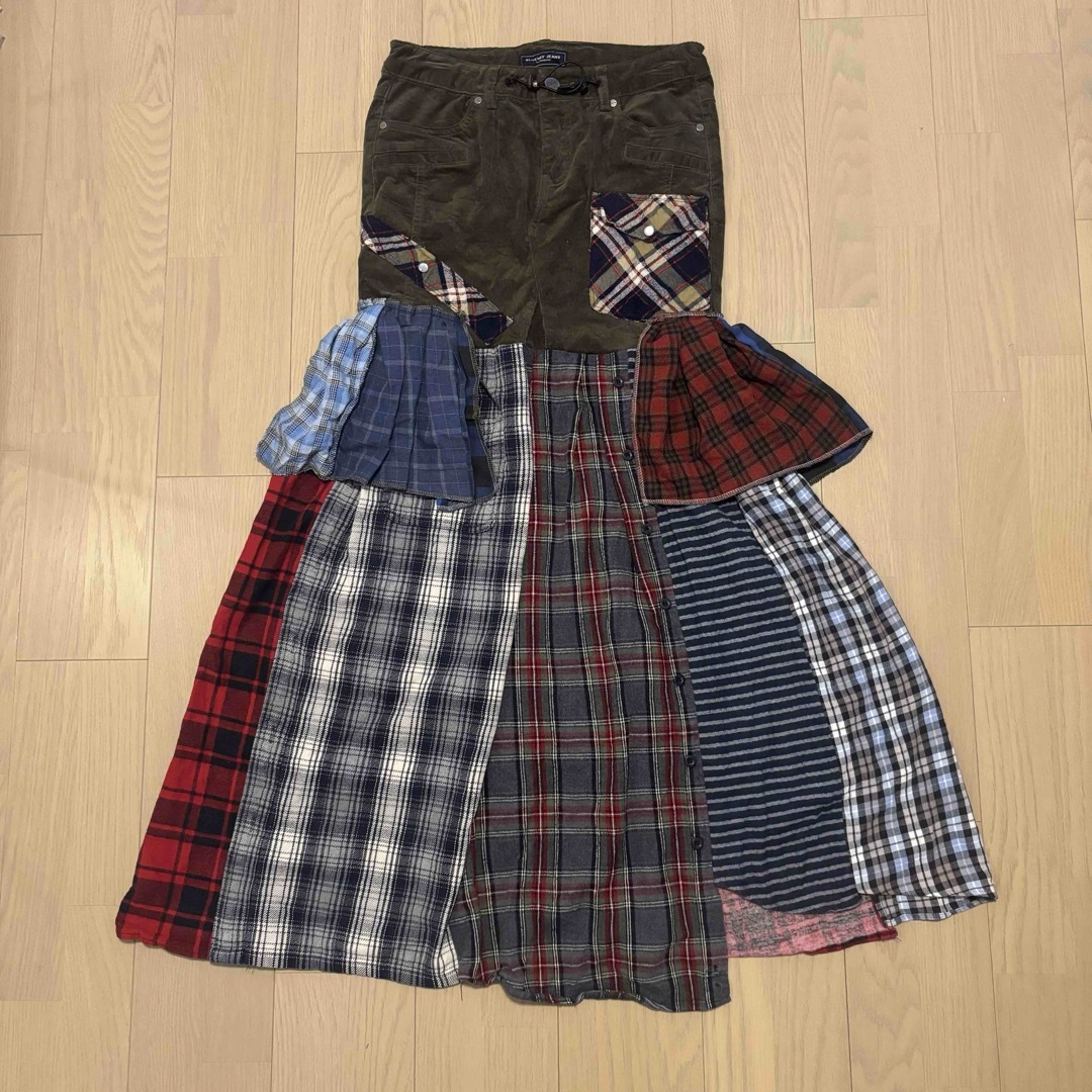 Remake Blue way plaid long skirt 再構築 レディースのスカート(ロングスカート)の商品写真