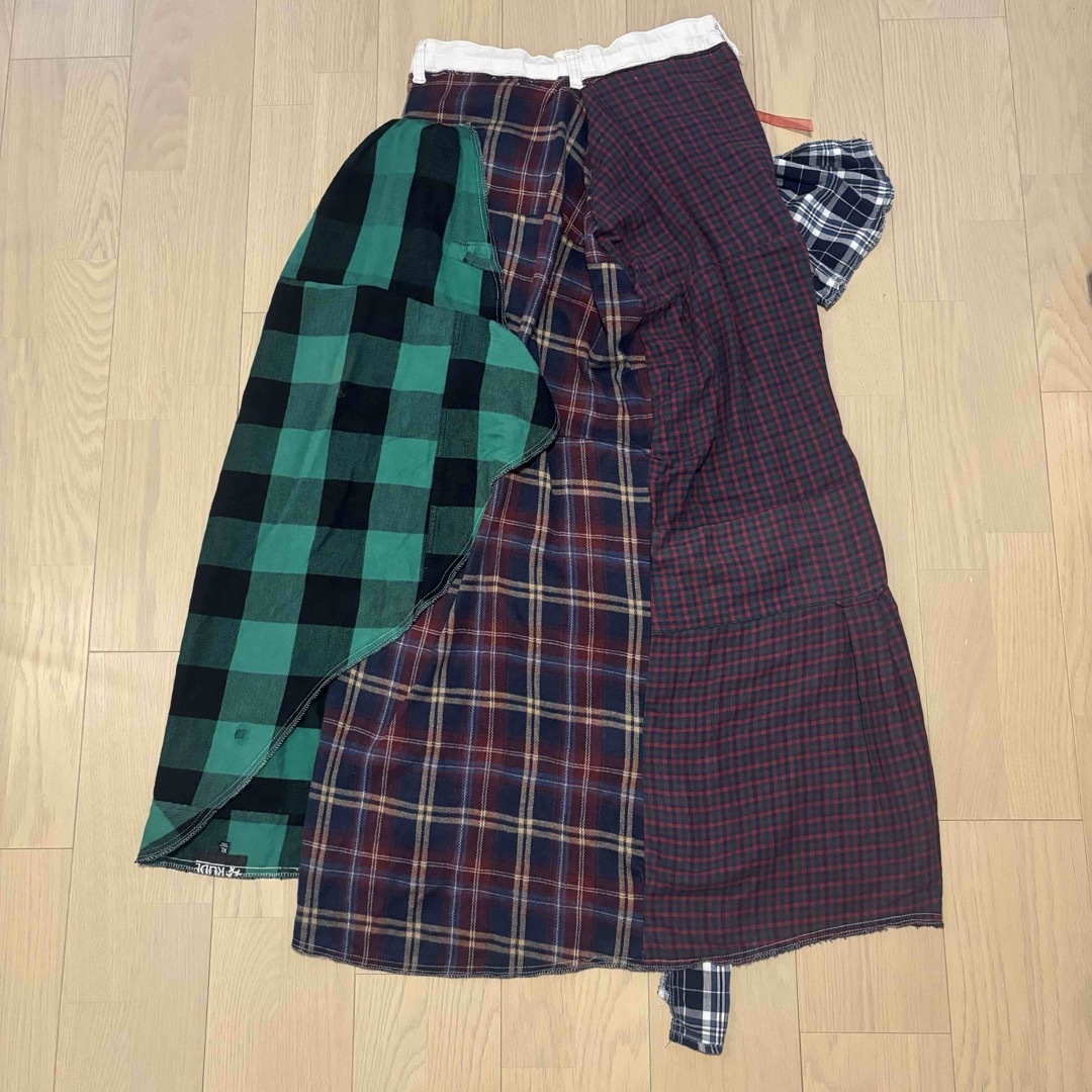 Remake Lee denim long skirt チェック柄 再構築 レディースのスカート(ロングスカート)の商品写真