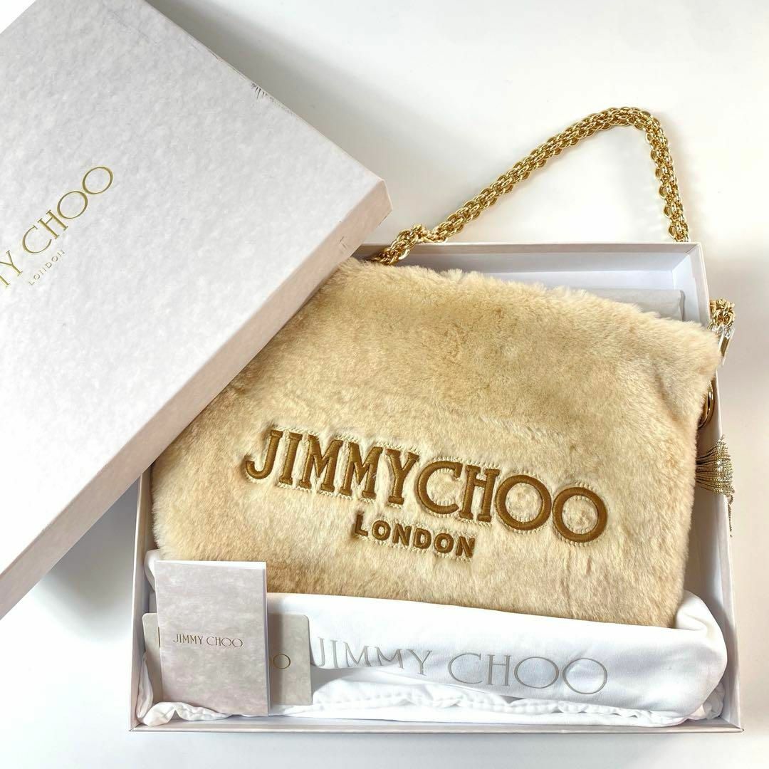 JIMMY CHOO(ジミーチュウ)の美品 JIMMY CHOO Callie ショルダー チェーン バッグ ファー レディースのバッグ(ショルダーバッグ)の商品写真