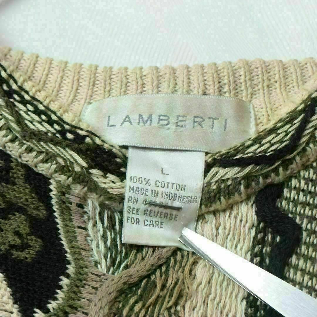 【希少】LAMBERTI 3Dニット coogi風 立体編み 90s 入手困難 メンズのトップス(ニット/セーター)の商品写真