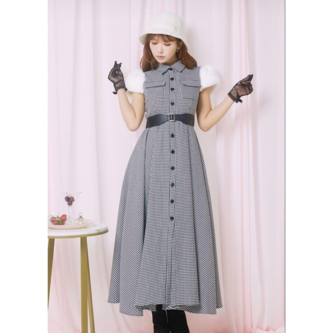 SNIDEL(スナイデル)のBelt Set Houndstooth shirt Dress ワンピース b レディースのワンピース(ロングワンピース/マキシワンピース)の商品写真