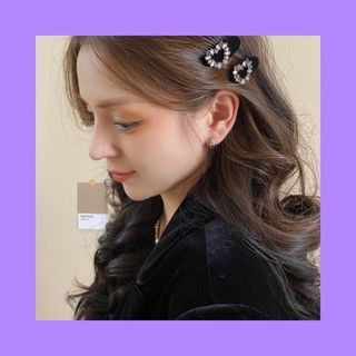 ヘアピン　ヘアクリップ　ヘアアクセサリー　ハート　黒　黒色　ブラック　レディース(ヘアピン)